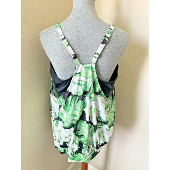 Swim By Cacique Size 18 Green Tropical Print Padded Wireless Tankini Top - NWT - Picture 3 of 8